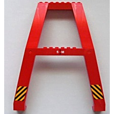 red support crane stand double with black and yellow danger stripes and 5 m with arrows pattern stickers - set 7994
