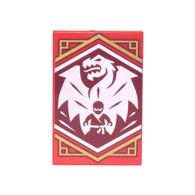 red tile 2 x 3 with white dragon on dark red background with gold trim pattern ninjago courage banner