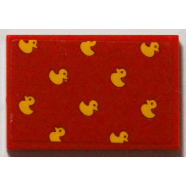 red tile 2 x 3 with yellow rubber ducks pattern sticker - set 40346