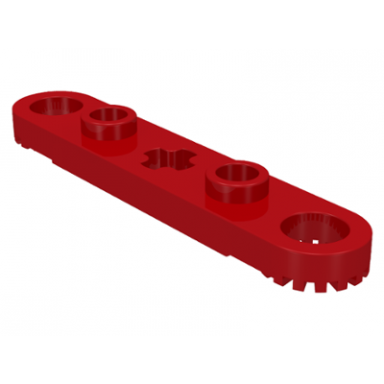 red technic plate 1 x 5 with toothed ends 2 studs and center axle hole