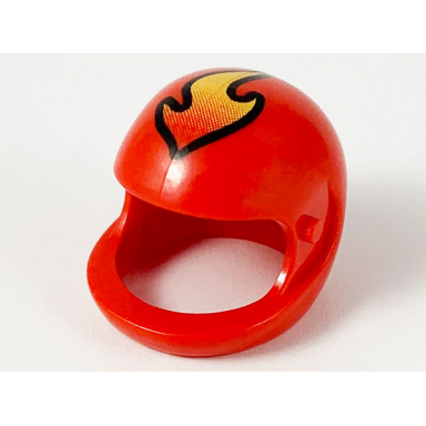 red technic figure accessory helmet with flame pattern
