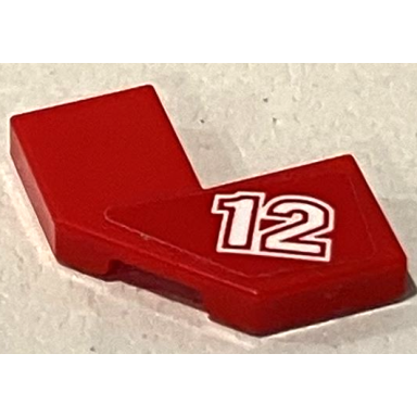 red tile modified facet 2 x 2 with white 12 pattern model left side sticker - set 75889
