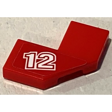 red tile modified facet 2 x 2 with white 12 pattern model right side sticker - set 75889