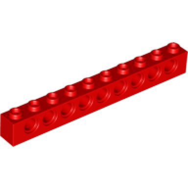 red technic brick 1 x 10 with holes
