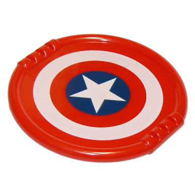 red duplo utensil disk with white ring star in dark blue circle pattern captain america shield