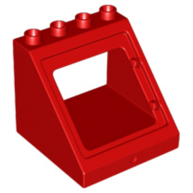 red duplo roof sloped 4 x 4 x 3 with window opening