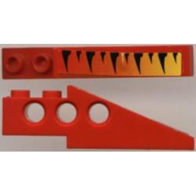 red technic slope 6 x 1 x 1 2 3 with tiger stripes and yellow-up-to-red fade pattern left sticker - set 8229