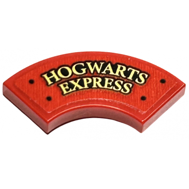 red tile round corner 2 x 2 macaroni with gold hogwarts express with black outline and nails pattern sticker - set 76423