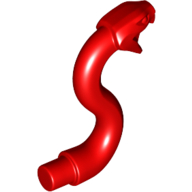 red snake head with open mouth fangs and curved neck with bar