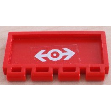 red hinge train gate 2 x 4 with train logo white pattern sticker - sets 4543 4549 4563 4564