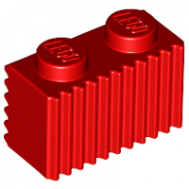 red brick modified 1 x 2 with grille fluted profile