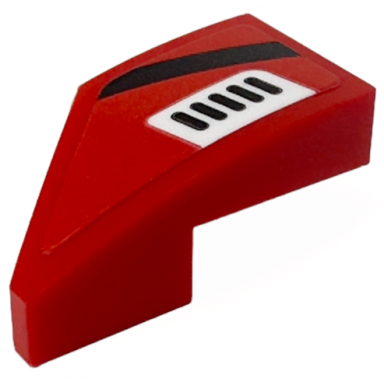 red wedge 2 x 1 x 2 3 right with black stripe and white air vent pattern sticker - set 76916
