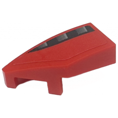 red wedge 2 x 1 x 2 3 left with black and dark silver air intake grille pattern sticker - set 76914