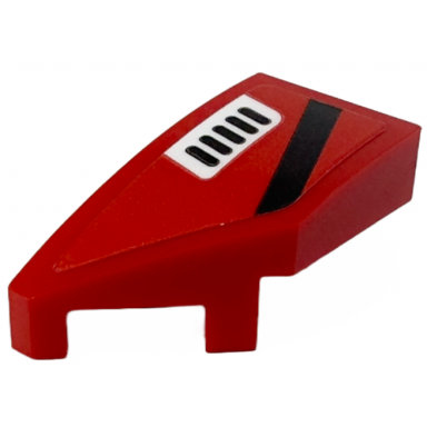 red wedge 2 x 1 x 2 3 left with black stripe and white air vent pattern sticker - set 76916