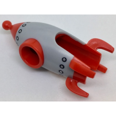 red minifigure headgear head cover costume rocket with gray plating and silver rivets pattern