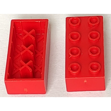 red minitalia brick 2 x 4 with bottom x supports