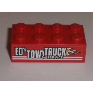 red brick 2 x 4 with eds tow truck service pattern model left side sticker - set 8195