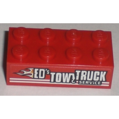 red brick 2 x 4 with eds tow truck service pattern model right side sticker - set 8195