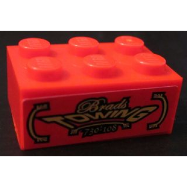 red brick 2 x 3 with brads towing 730-108 pattern sticker - set 8147
