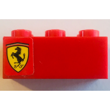 red brick 2 x 3 with ferrari logo pattern model left side sticker - set 8671