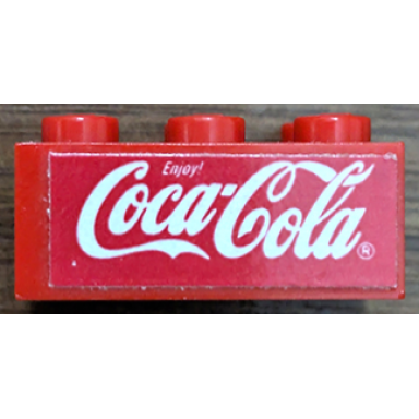 red brick 2 x 3 with white coca-cola logo pattern stickers - set 4071