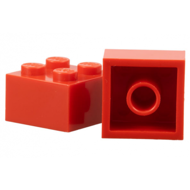 red brick 2 x 2 without inside supports