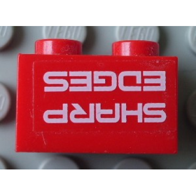 red brick 1 x 2 with sharp edges upside down pattern sticker - set 7701