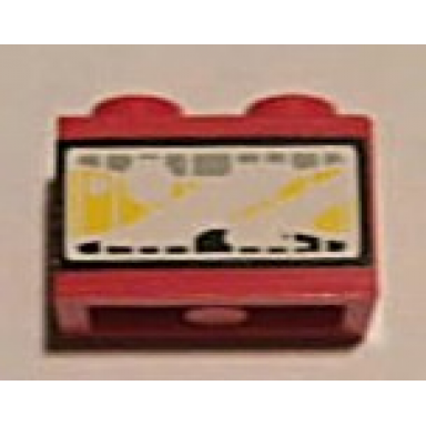 red brick 1 x 2 with headlight yellow pattern sticker - set 8858-1