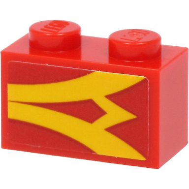 red brick 1 x 2 with yellow stripes on red background pattern model right side sticker - set 40450