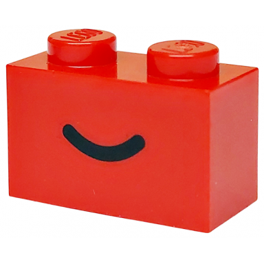 brick 1 x 2 with black smile curved line pattern