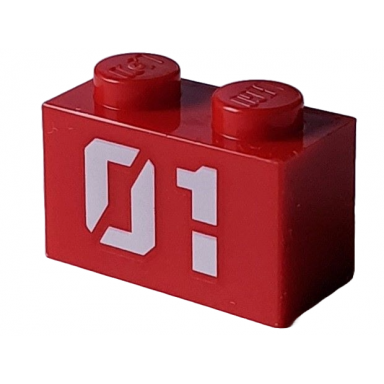 red brick 1 x 2 with white 01 pattern