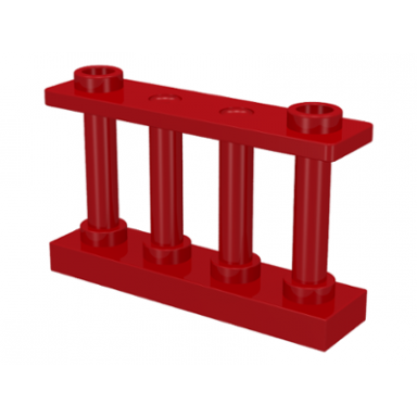 red fence 1 x 4 x 2 spindled with 2 studs