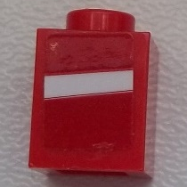 red brick 1 x 1 with white stripe on red background pattern model left side sticker - set 75876