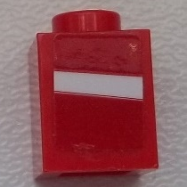 red brick 1 x 1 with white stripe on red background pattern model right side sticker - set 75876