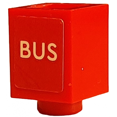 red brick 1 x 1 with white bus pattern on opposite sides stickers - set 910034