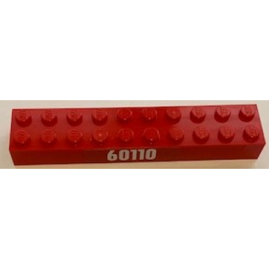 red brick 2 x 10 with white 60110 on red background pattern on both sides stickers - set 60110