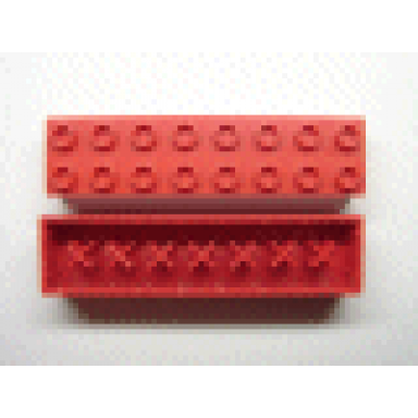 red minitalia brick 2 x 8 with bottom x supports
