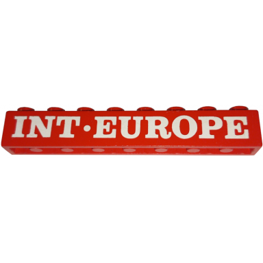 red brick 1 x 8 with int-europe serif pattern