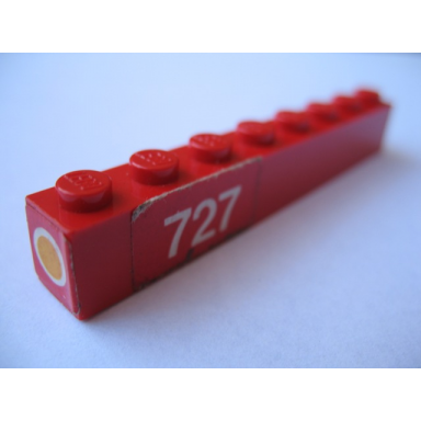 red brick 1 x 8 with headlight and 727 pattern left stickers - set 727