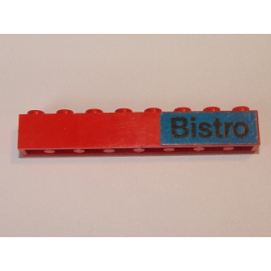 red brick 1 x 8 with black bistro on blue background pattern sticker - set 148