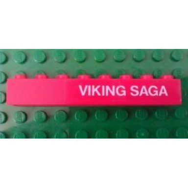 red brick 1 x 8 with white viking saga pattern right sticker - set 1655
