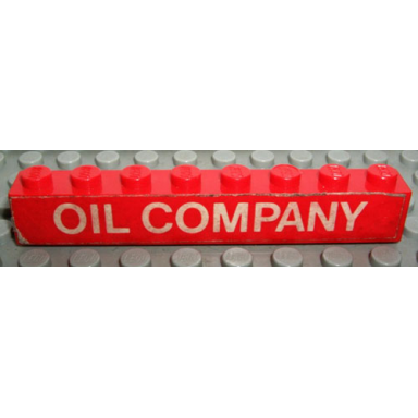 red brick 1 x 8 with white oil company pattern sticker - set 373-1