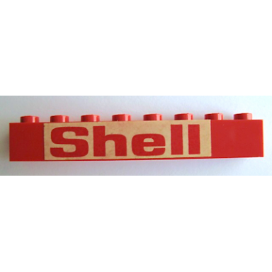 red brick 1 x 8 with red shell pattern sticker - set 373-1