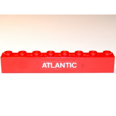 red brick 1 x 8 with white atlantic pattern sticker - set 6542