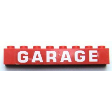 red brick 1 x 8 with white garage bold pattern sticker - set 6383