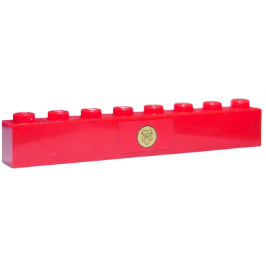 red brick 1 x 8 with hogwarts crest on gold circle pattern sticker - set 4841