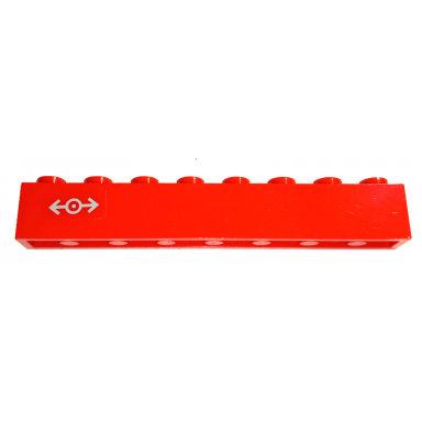 red brick 1 x 8 with light bluish gray train logo small pattern left sticker - set 7897