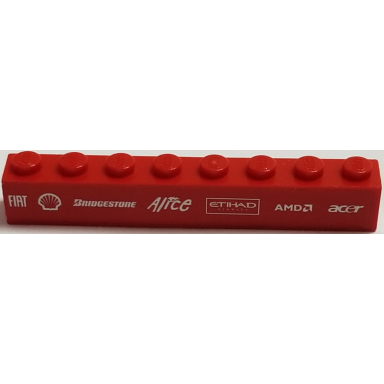 red brick 1 x 8 with fiat shell bridgestone alice etihad airways amd and acer pattern sticker - set 8185