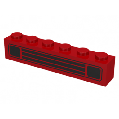 red brick 1 x 6 with black car grille pattern