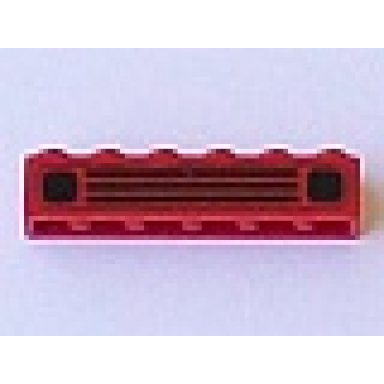 red brick 1 x 6 with black car grille pattern embossed print